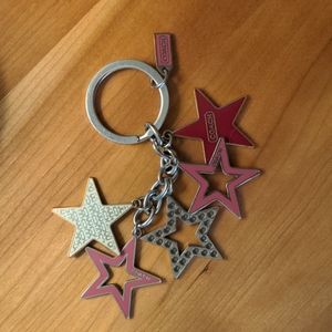 COACH New York Metallic Stars 4" Bag Charm Keychain